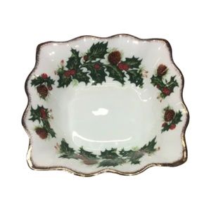 Queens Rosina Fine Bone China Yuletide 5" Bon Bon Trinket Square Scalloped Dish